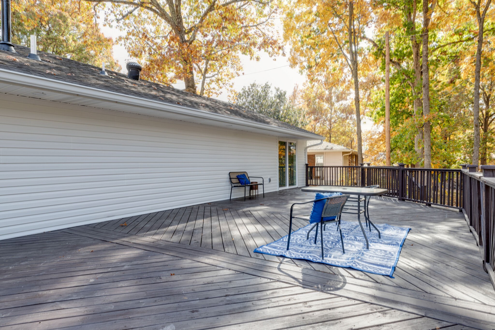200 Shady Hill Road Dickson, TN 37055 - Photo 32 of 34 a view of a deck with table and chairs with wooden floor and fence