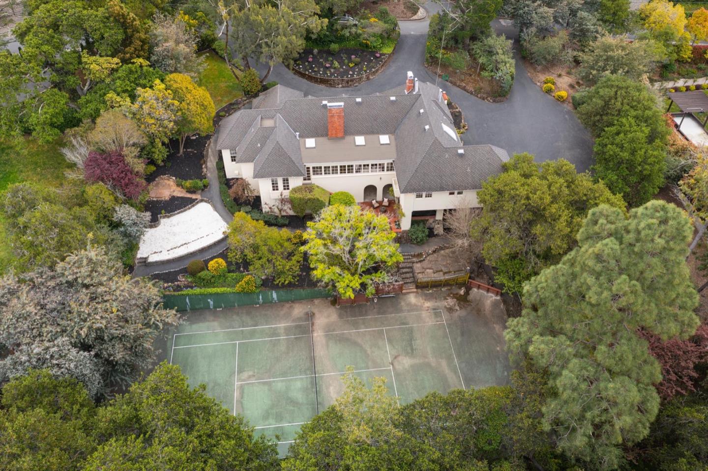900 Link Road Hillsborough, CA 94010 - Photo 46 of 52 an aerial view of a house with a garden