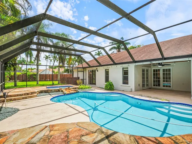 a view of a porch with a backyard