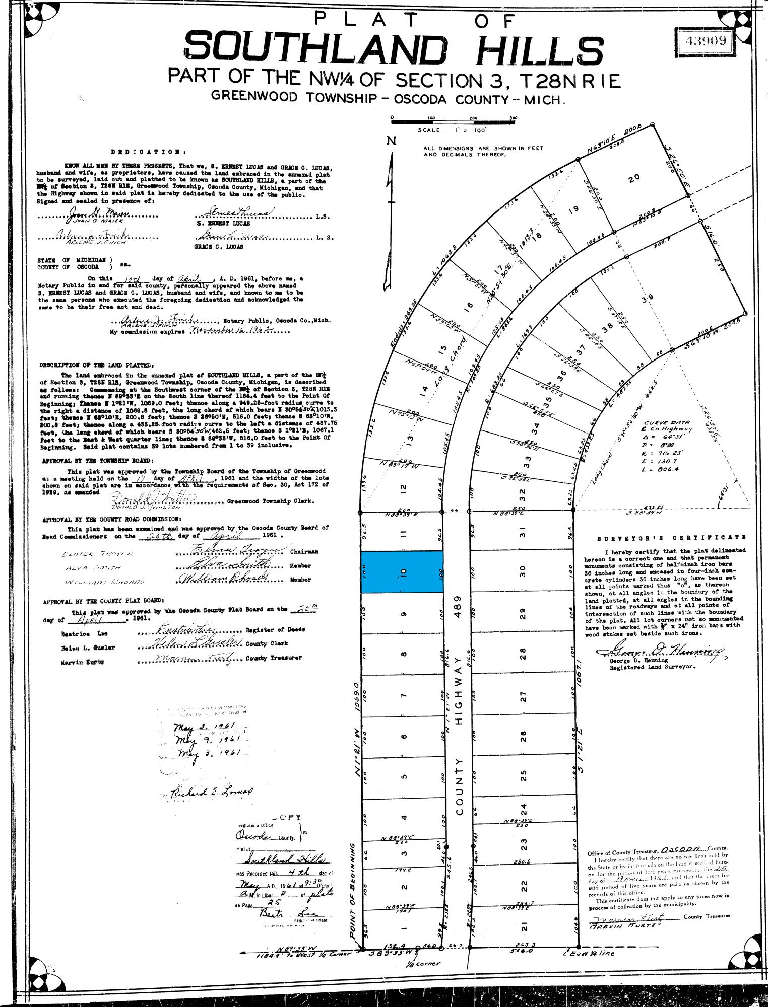 5839 North Red Oak Road Lewiston, MI 49756 - Photo 1 of 3 Lot 10 plat map