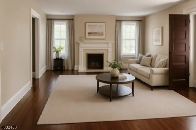 an empty room with wooden floor and a window