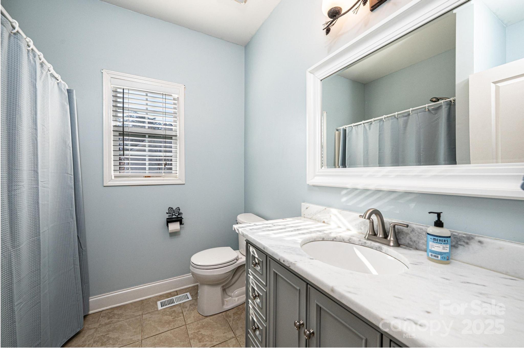 1781 Herbie Circle Newton, NC 28658 - Photo 28 of 38 a bathroom with a granite countertop sink toilet and a mirror