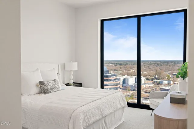 a city view with tall buildings