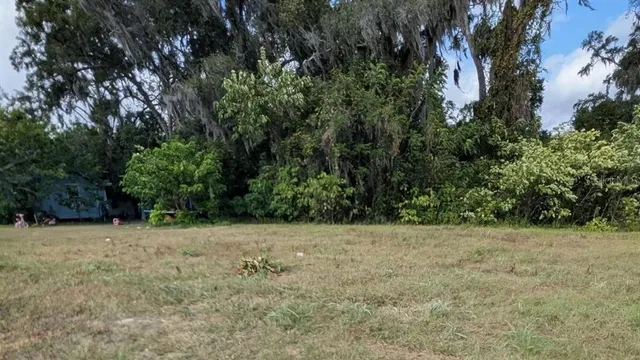 a view of a yard with a house