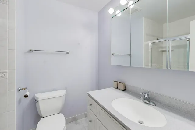 a bathroom with a sink toilet and vanity