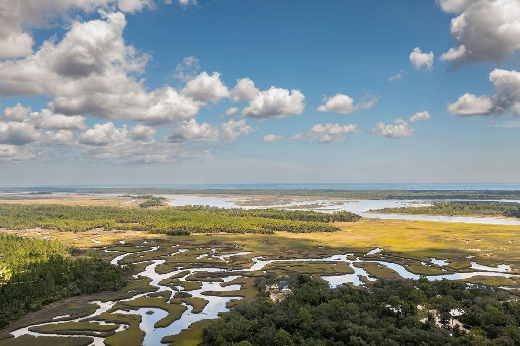 Aerial view of a large body of water