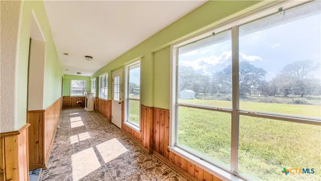 a view of a city from a big room