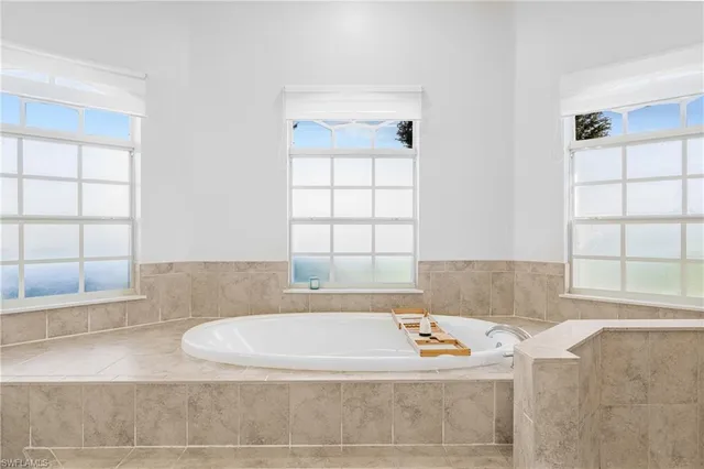 a view of a swimming pool with an outdoor space