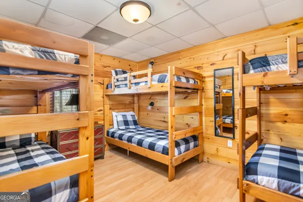 a bedroom with bunk bed