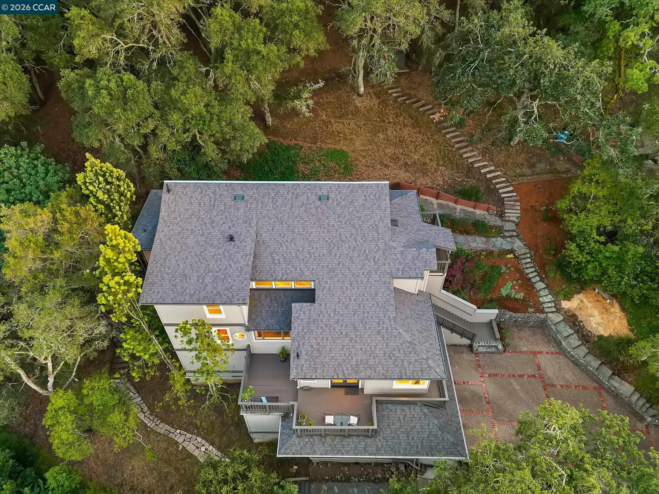 4105 Coralee Lane Lafayette, CA 94549 - Photo 43 of 43 an aerial view of a house with yard and outdoor seating