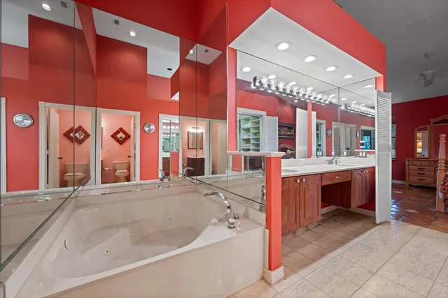 a large room with a large window and glass table