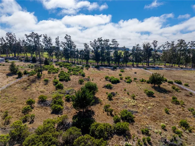a view of a lake with houses in back