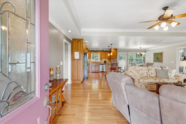 a living room with furniture