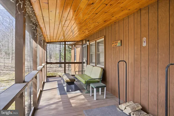 a balcony with chairs