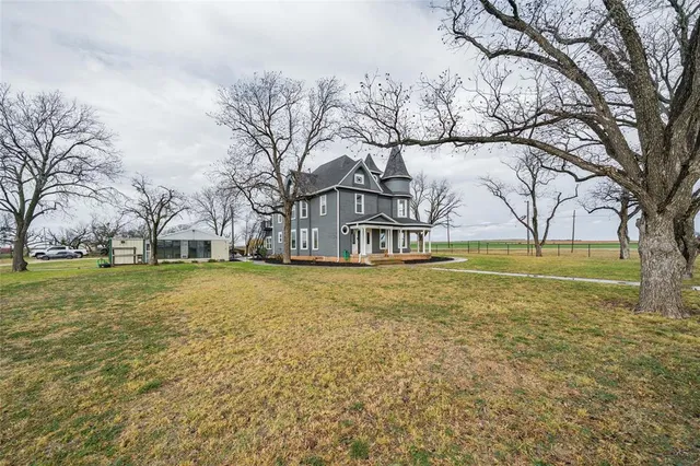a view of a large garden with large trees