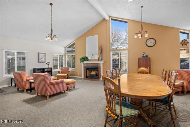 a view of a park with large trees