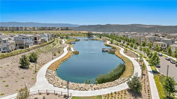 a view of a lake with outdoor space