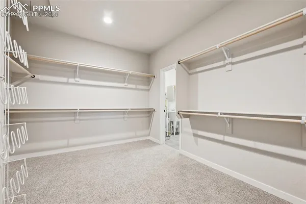 a view of an empty walk in closet