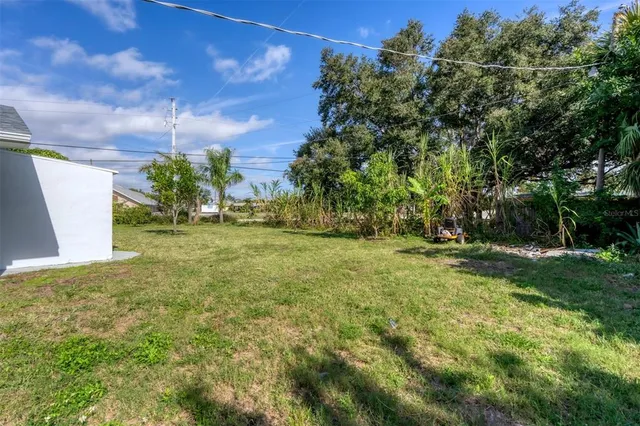 a view of outdoor space with trees all around