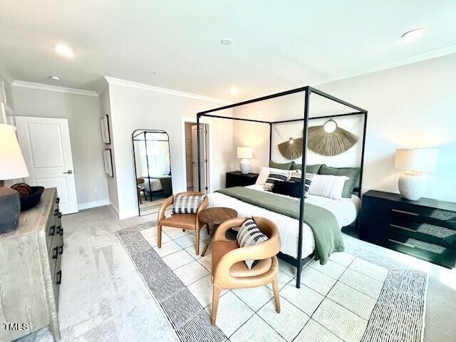 11549 Helmond Way, Unit 117 Raleigh, NC 27617 - Photo 11 of 34 a bedroom with a bed and a mirror