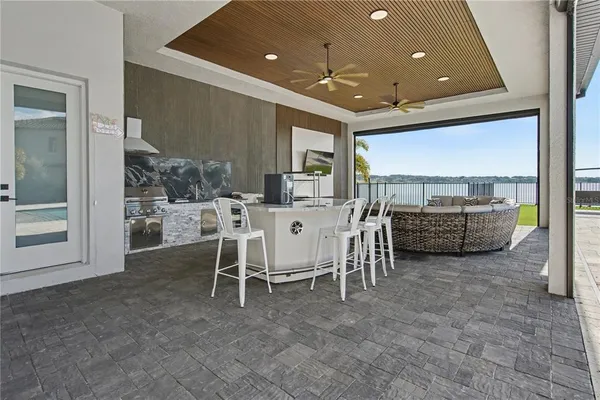 a outdoor living space with furniture and garden view