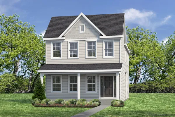 front view of a house with a yard