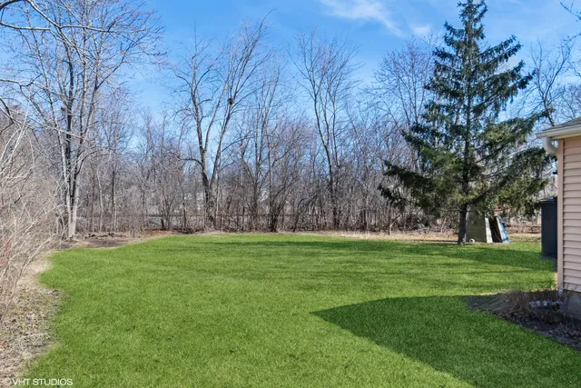 a backyard of a house with lots of green space