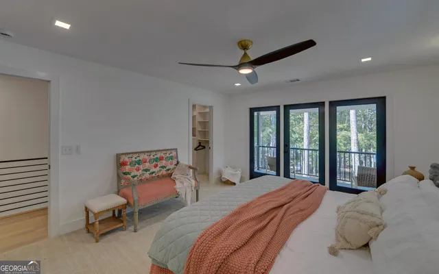 a front view of a house with glass windows