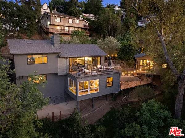 an aerial view of a house