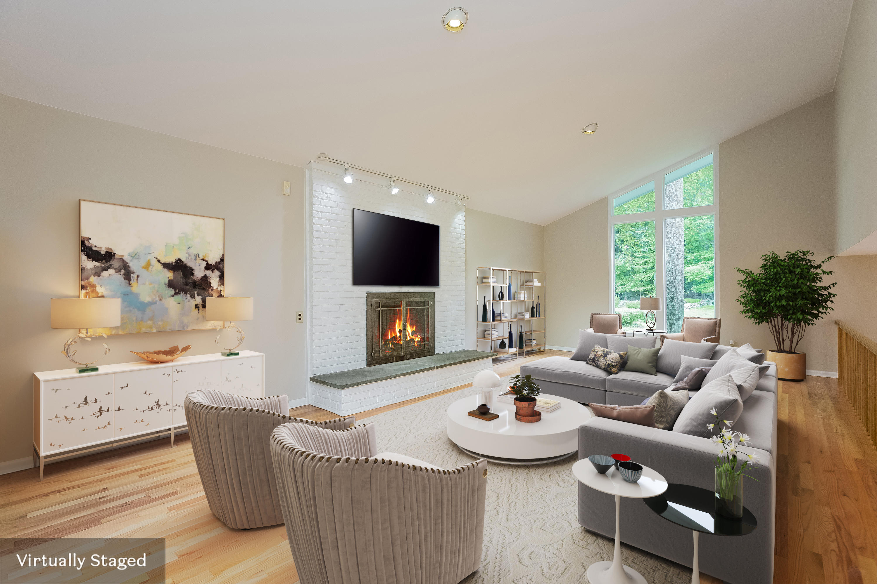 92 Rolling Ridge Road Stamford, CT 06903 - Photo 14 of 34 a living room with furniture and a flat screen tv