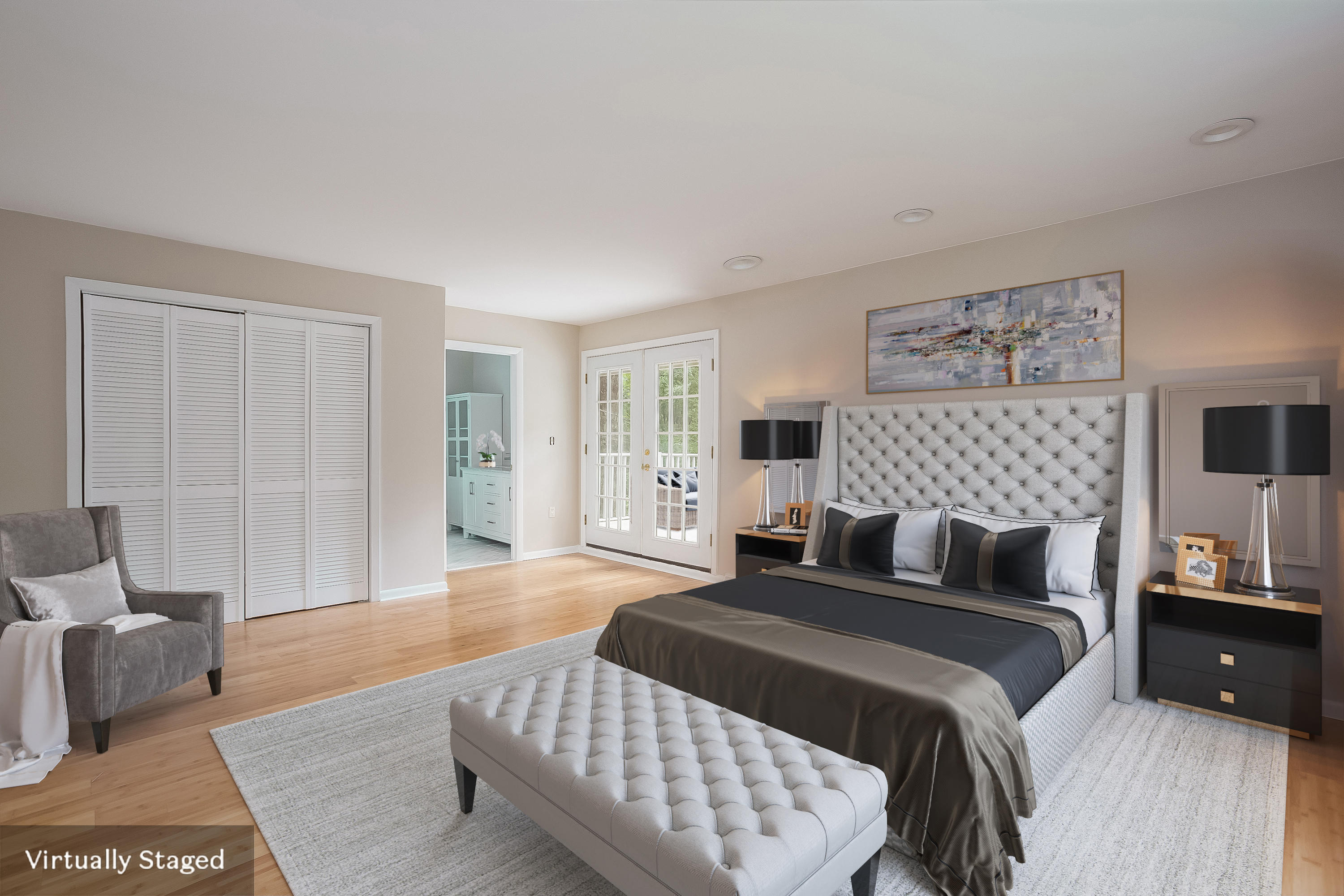 92 Rolling Ridge Road Stamford, CT 06903 - Photo 19 of 34 a bedroom with a bed and a couch