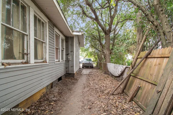 a front view of a house having patio