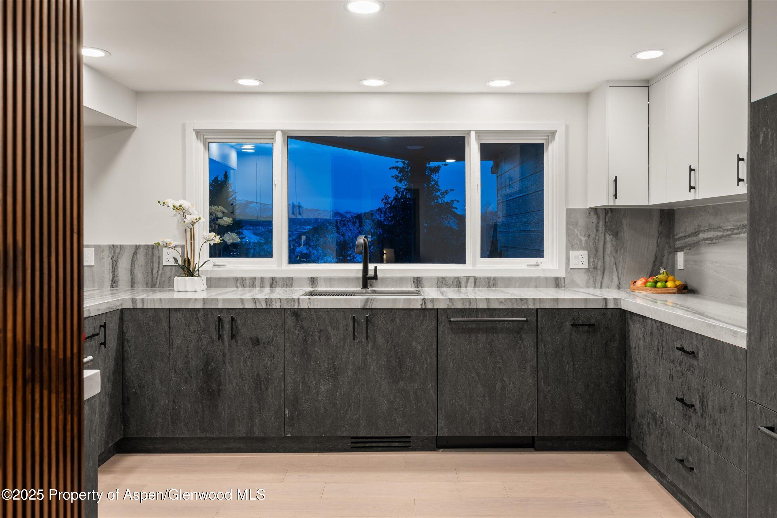 75 Bennett Court Aspen, CO 81611 - Photo 11 of 65 a kitchen with stainless steel appliances kitchen island granite countertop a sink and cabinets