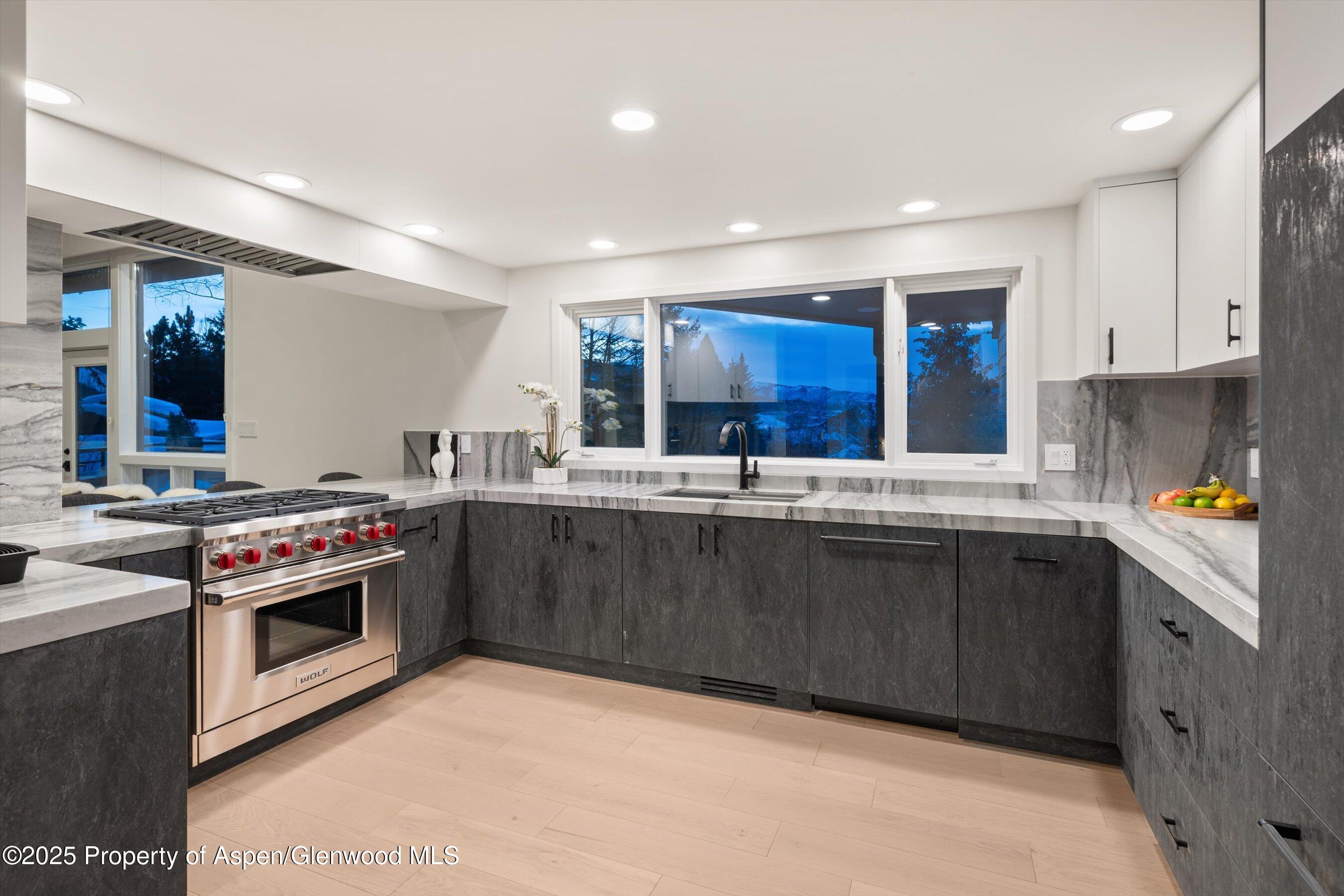 75 Bennett Court Aspen, CO 81611 - Photo 13 of 65 a kitchen with stainless steel appliances granite countertop a stove and a sink