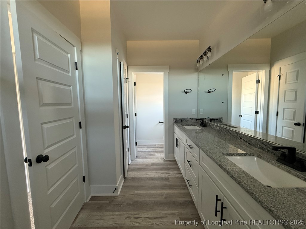 7166 Chicken Foot Road St. Pauls, NC 28384 - Photo 11 of 13 a spacious bathroom with a granite countertop sink mirror and a bathtub