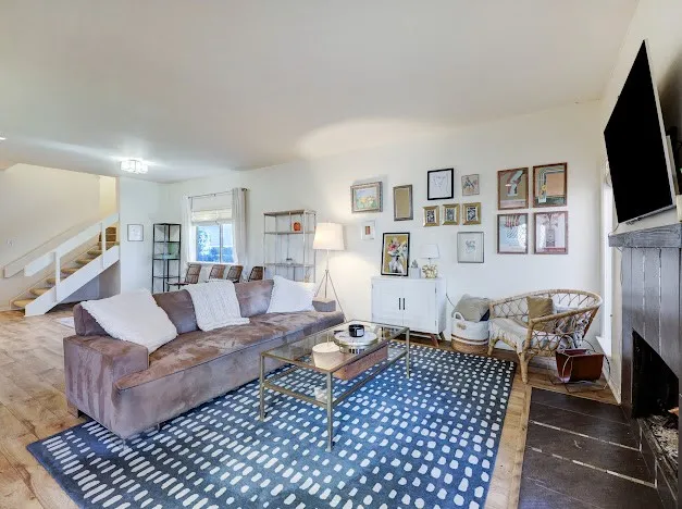 a living room with furniture