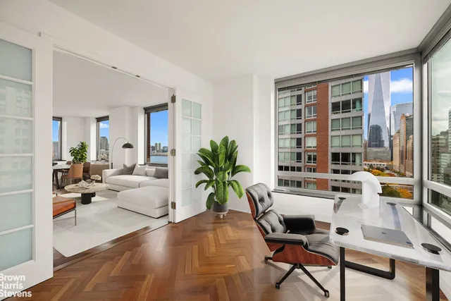 a view of a city with tall buildings