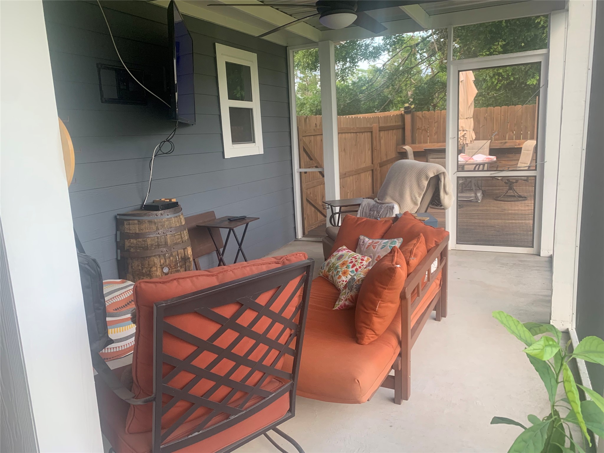 307 West Front Street Thorndale, TX 76577 - Photo 11 of 27 View of patio featuring outdoor lounge area and a ceiling fan