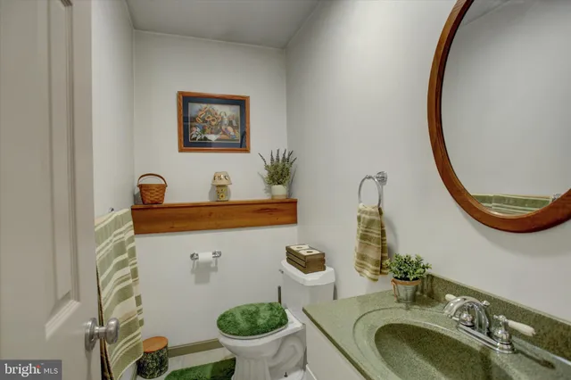 a bathroom with a toilet a sink and a mirror