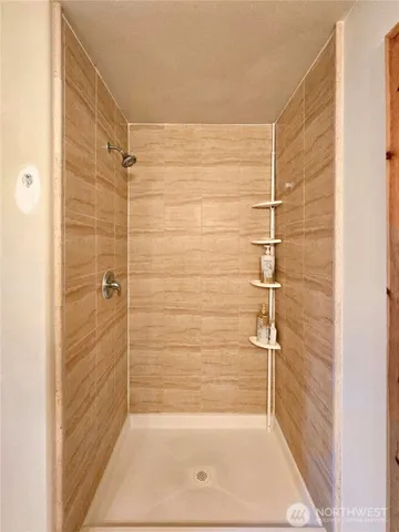 a bathroom with a bathtub