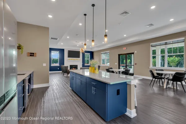 a kitchen with lots of counter top space