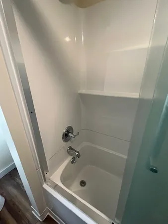 a bathroom with a tub