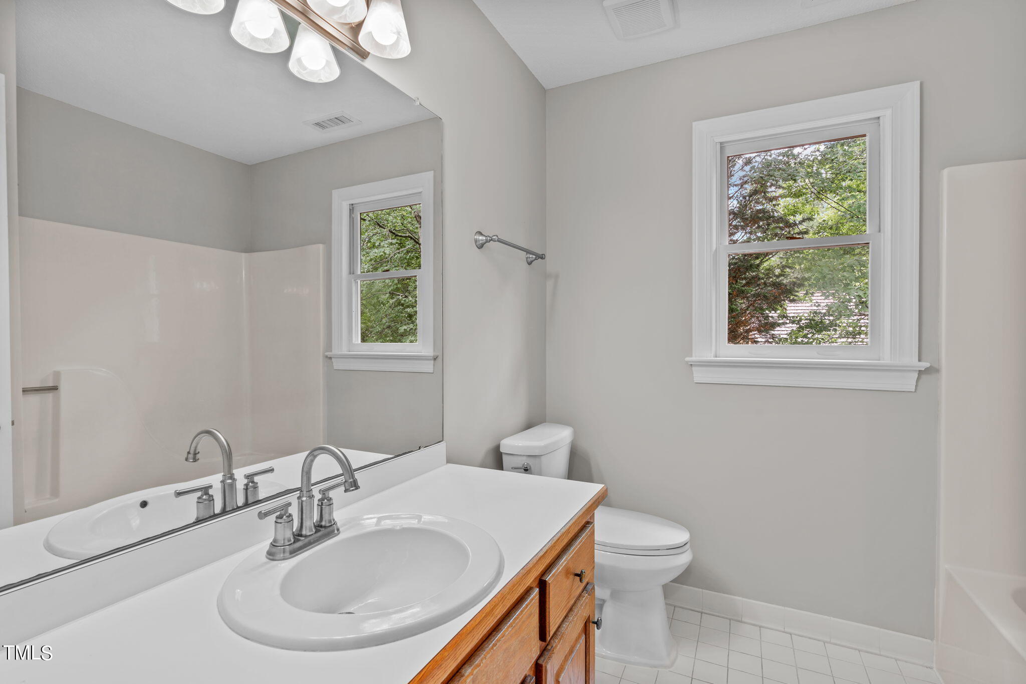 206 Palace Green Cary, NC 27518 - Photo 38 of 51 a bathroom with a sink a toilet and a mirror