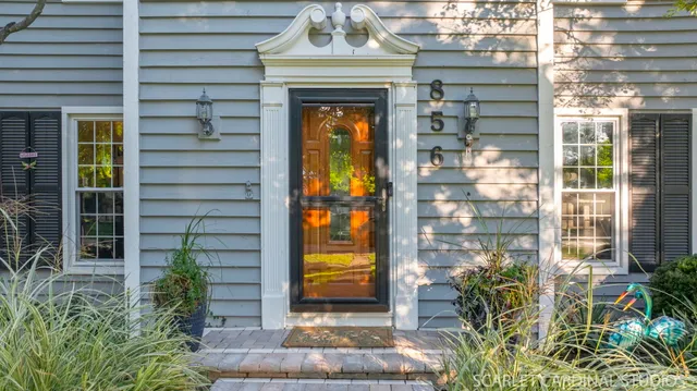 a front view of a building with a window