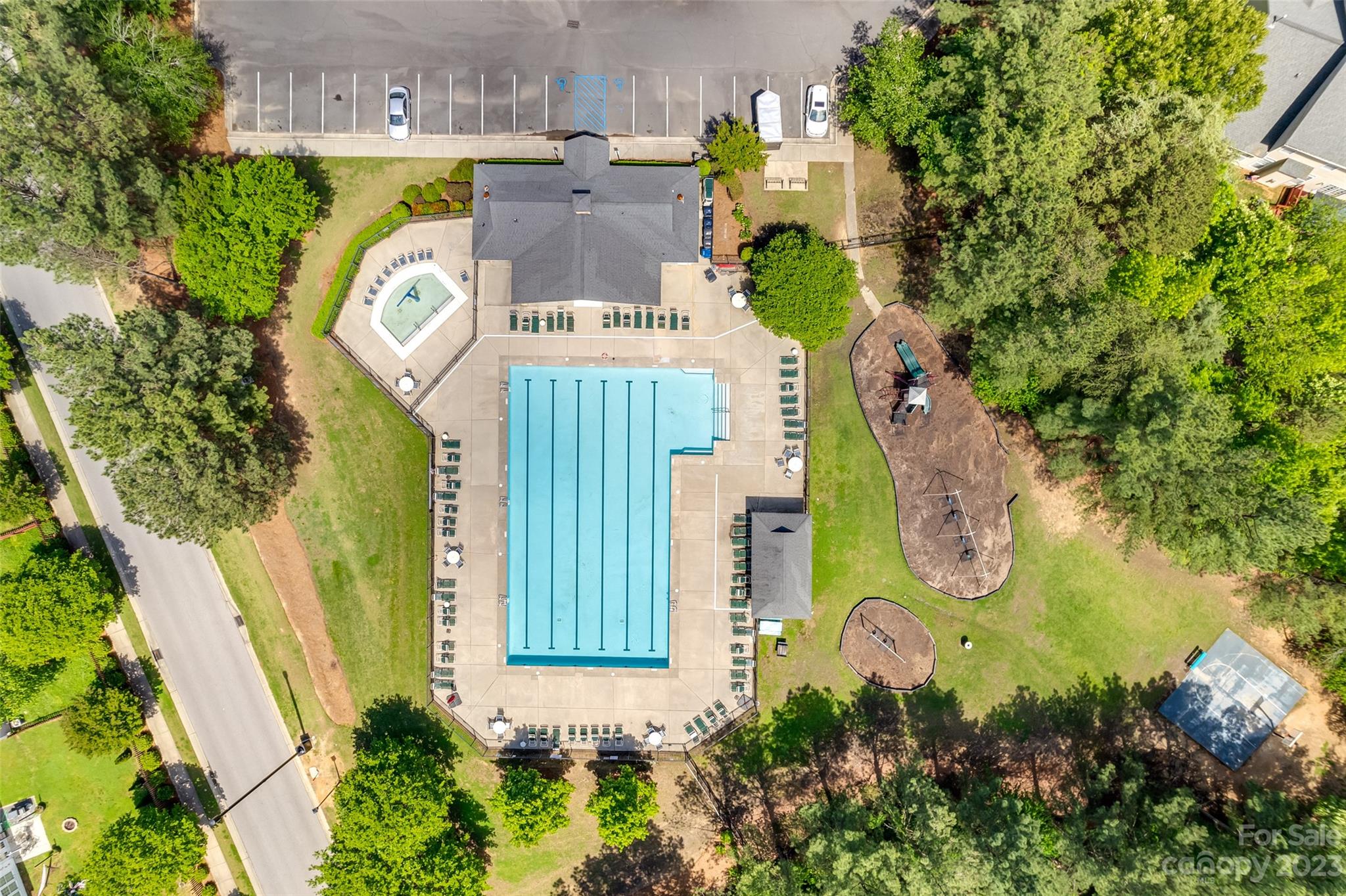 5540 Alexandrite Way Fort Mill, SC 29708 - Photo 41 of 46 an aerial view of a house with swimming pool and garden