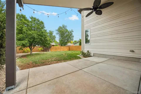 a view of a backyard with plants and a garden