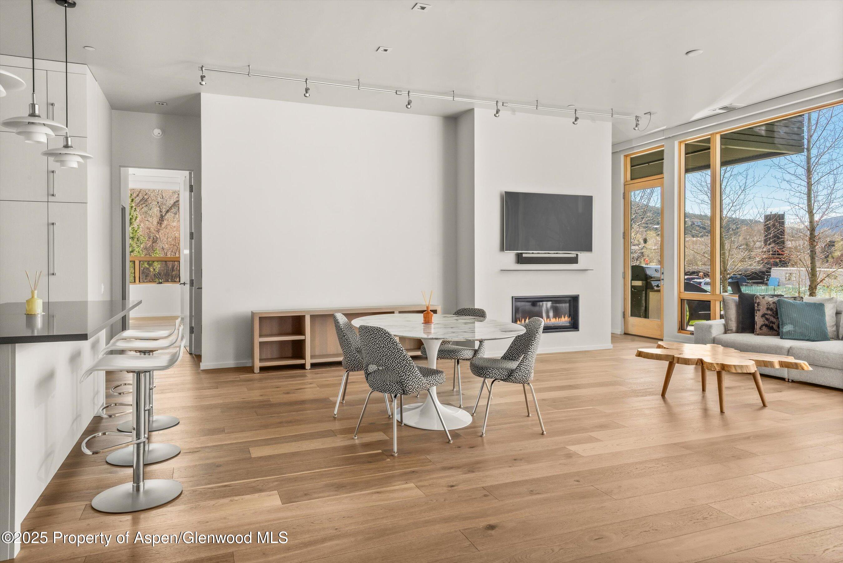 104 Evans Road, Unit 105 Basalt, CO 81621 - Photo 7 of 23 a living room with furniture a fireplace and a flat screen tv