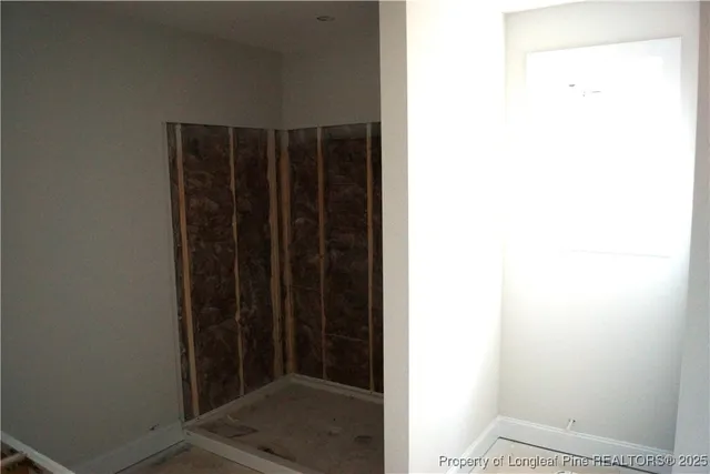 an empty room with closet