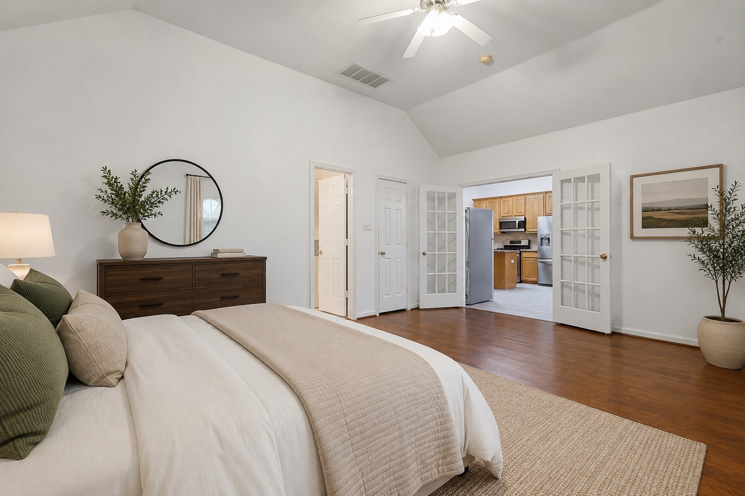 5815 Pheasant Ridge Lane Houston, TX 77041 - Photo 10 of 43 What more could a mother-in-law or guest ask for in this spacious private retreat? Featuring generous room dimensions, soaring ceilings, beautiful finishes, and plenty of space to relax, this inviting suite offers both comfort and privacy. Whether used for extended family, overnight guests, or a private living area, this exceptional bedroom is designed to make anyone feel right at home. This room has been virtually staged to showcase its potential.