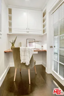 a dining room with furniture